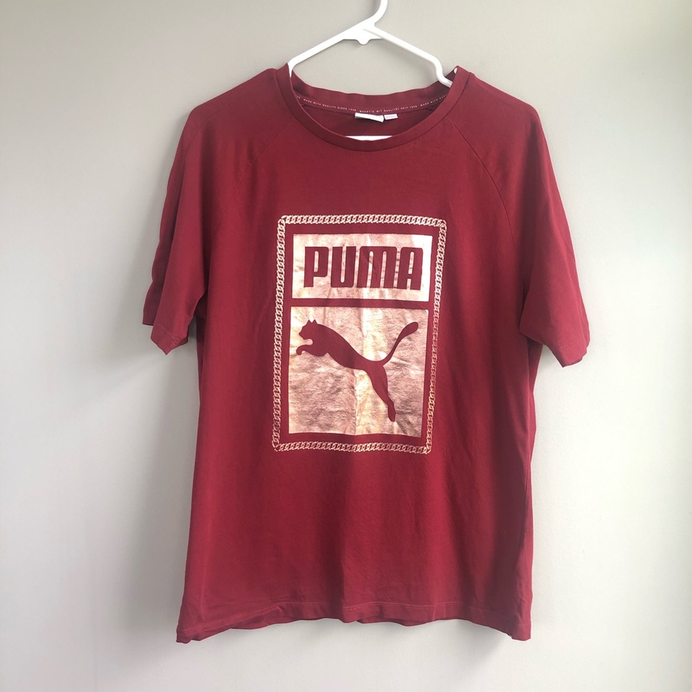 Puma Burgundy Graphic Tee Size M